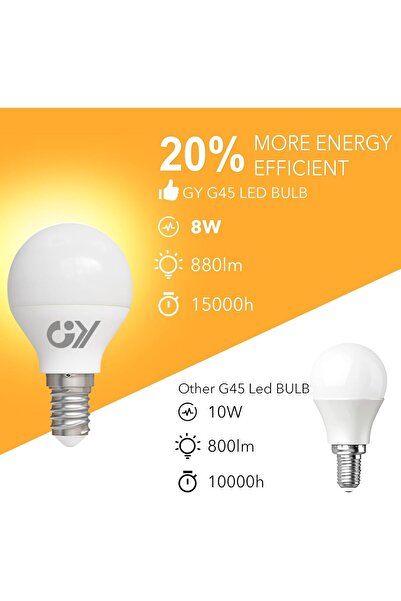 Generic GY E14 LED Bright Energy-Saving Bulb, 8W (Equiv. 80W), G45/P45, 880 lm, 4000K Neutral White, 280°