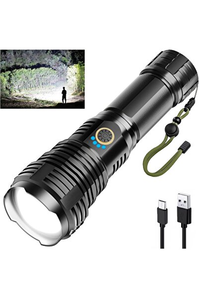 Generic Sinvimes Rechargeable Tactical LED Flashlight, Up to 90,000 lm, XHP70.2, Zoomable, 5 Modes, IPX7