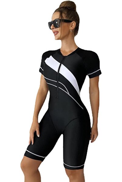 WILLIAMCARDIN Women's One-Piece Long Sleeve Rash Guard Swimsuit - Front Zip, UV Protection