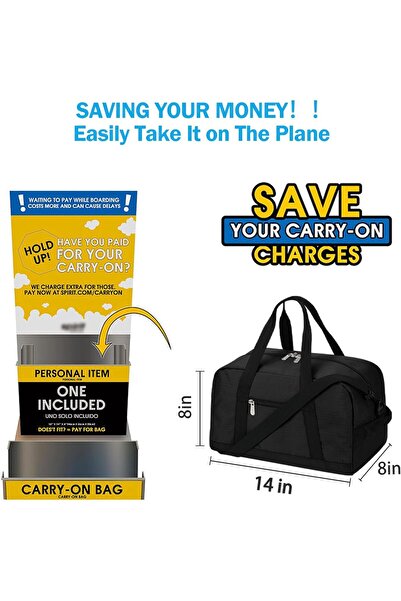 Generic Apenze Small Gym Bag 14-Inch Lightweight Carry-On Mini Duffel Bag - Black, Polyester