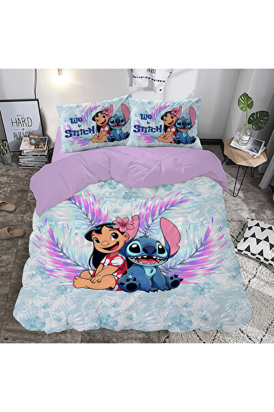 GİFT DUVET COVER Stitch temalı 3d Baskılı Çift Kişilik Nevresim Takımı