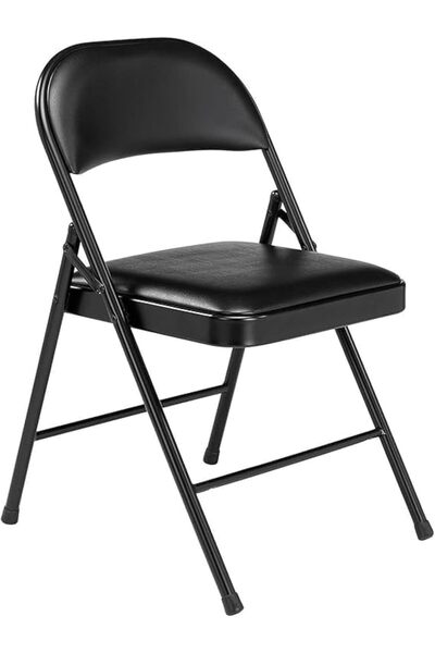ECVV Folding Office & Outdoor Chair, Padded Seat, Carbon Steel Frame, Black