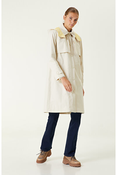 Network Taş Rengi Kapüşonlu Trençkot