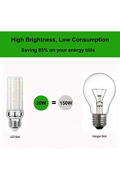 Generic SAUGLAE 20W LED Corn Bulbs (E27), Warm White 3000K, 2300 lm, Pack of 3