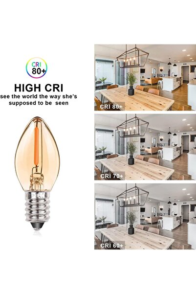 ELECDON LED E14 C7 Candle Bulb 0.5W, Amber Vintage Edison, 2200K Warm White, 5-Pack, Non-Dimmable