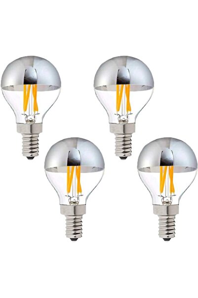 Generic SiouSi 4W Dimmable Half-Chrome Silver LED G45 (E14) Warm White 2700K - 4-Pack