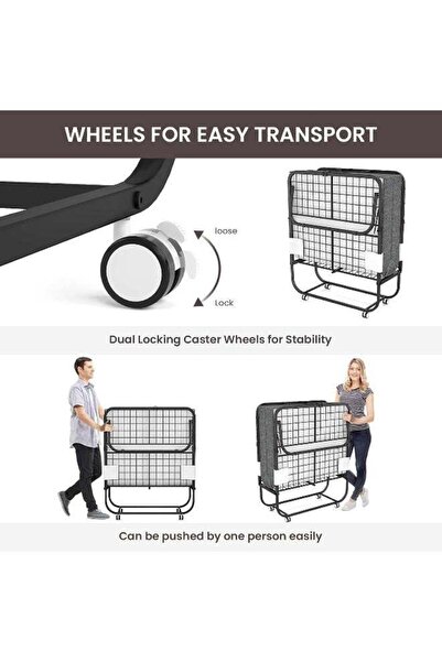 ZUIHAO Portable Foldable Beds 190 x 80cm with Memory Foam Mattress Rollaway Beds