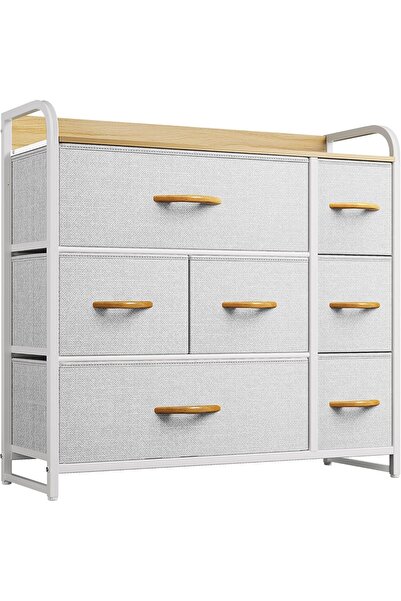 Gogoya 7-drawer fabric storage tower, suitable for offices, bedrooms, living rooms - white
