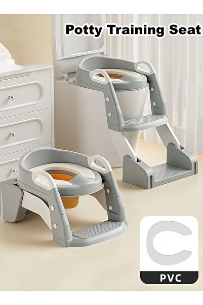 Generic Potty Training Seat, Foldable Portable Potty Chair Kids Toilet with Ladder Guard Soft Cushion