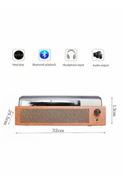 Generic Portable phonograph with built-in stereo speakers and Bluetooth functionality