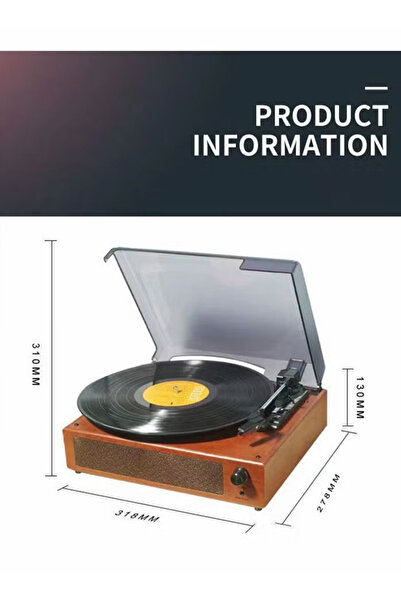 Generic Portable phonograph with built-in stereo speakers and Bluetooth functionality