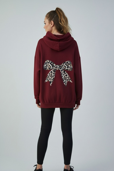 KOZİA OUTDOORS Γυναικείο φούτερ με κουκούλα και λεοπάρ σχέδιο στην πλάτη, ove...