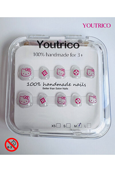 Youtrico Children's Fake Nails 100% Handmade Cartoon Green, Safe for 3+ ，M