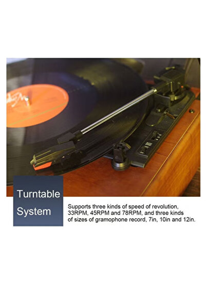 Generic Portable phonograph with built-in stereo speakers and Bluetooth functionality