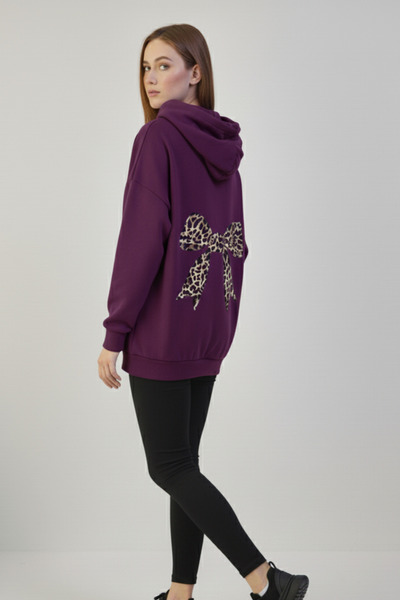 KOZİA OUTDOORS Γυναικείο φούτερ με κουκούλα και λεοπάρ σχέδιο στην πλάτη, ove...