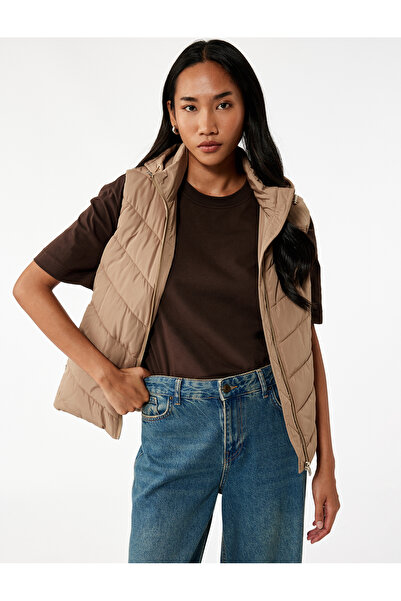 Koton Comfortable Fit Sleeveless Pocketed Zippered Hooded Inflatable Vest