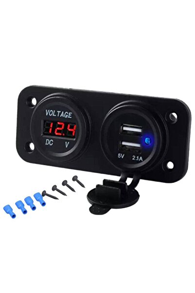 Avex Voltmeter with 2 x USB charging ports, for offroad vehicles, ATV, SSV, quad, motorbike