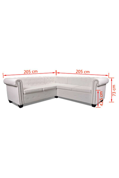 vidaxl Chesterfield Corner Sofa 5-Seater Artificial Leather White