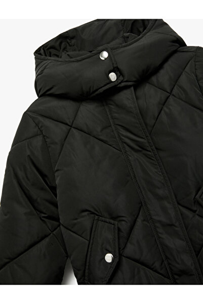 Koton Long Sleeve Pocket Quilted Hooded Coat