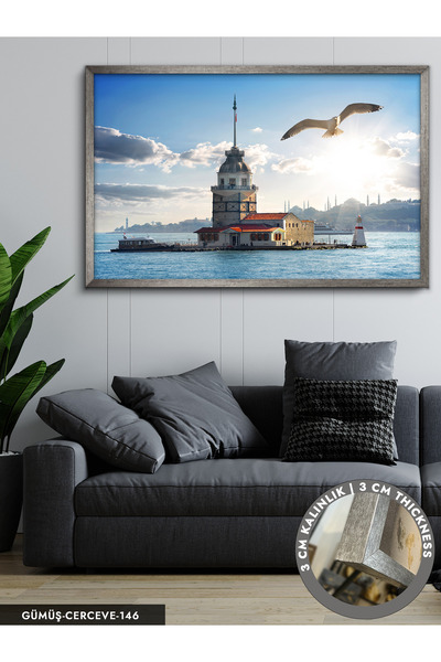 Evinemoda Kız Kulesi Tek Parça Çerçeveli Kanvas Tablo