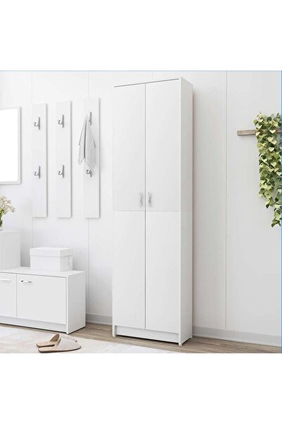 vidaxl خزانة ملابس للمدخل، بيضاء، 55×25×189 سم، مصنوعة من الخشب الهندسي