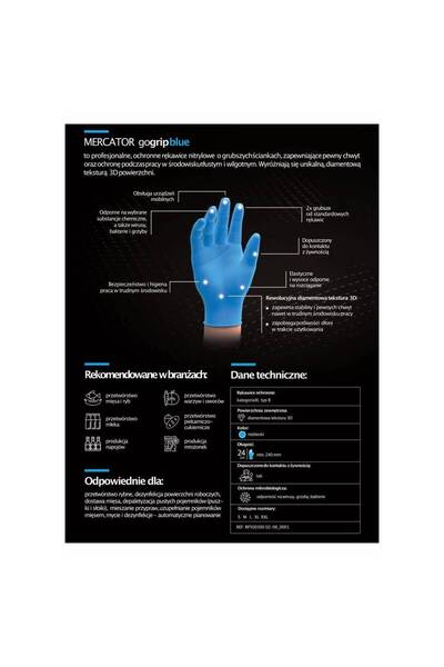AMIO Set of 50 nitrile gloves, very resistant, size XL, blue color
