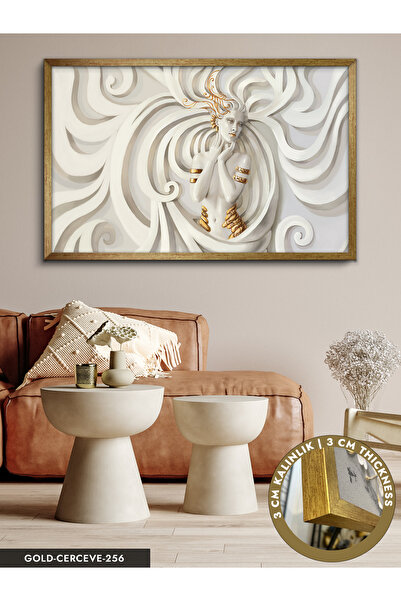 Evinemoda Sanatsal Kadın Tek Parça Çerçeveli Kanvas Tablo