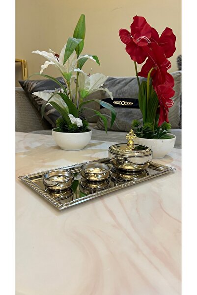 Palaces Silver Nickel Date Set with Gold Accents - 4 Pieces