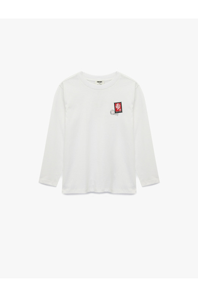 Koton Tricou cu mânecă lungă guler rotund Ataturk cu imprimeu din bumbac