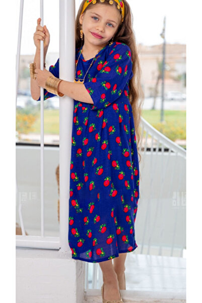 outline Shalki children's dress in navy blue