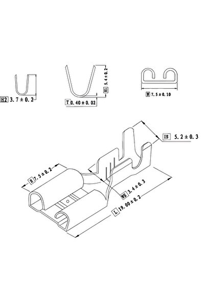 TKS 300 Pcs Terminal Female Without Rivets Sf 1D 6.3