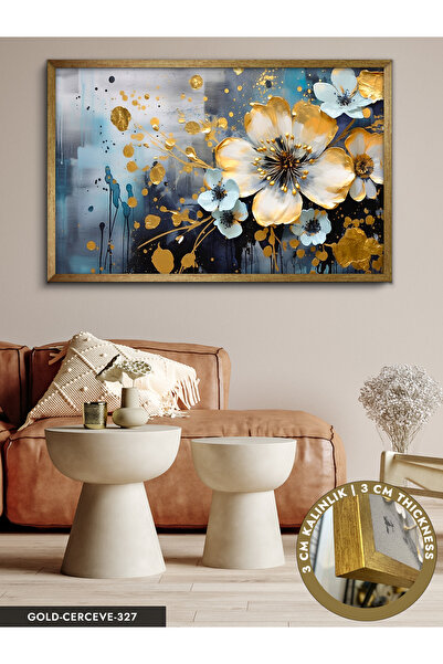 Evinemoda Renkli çiçekler Tek Parça Çerçeveli Kanvas Tablo