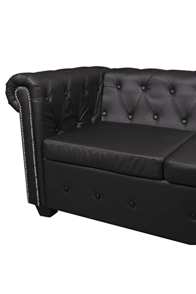 vidaxl Chesterfield Corner Sofa 5-Seater Artificial Leather Black