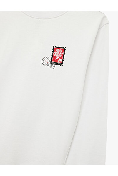 Koton Tricou cu mânecă lungă guler rotund Ataturk cu imprimeu din bumbac