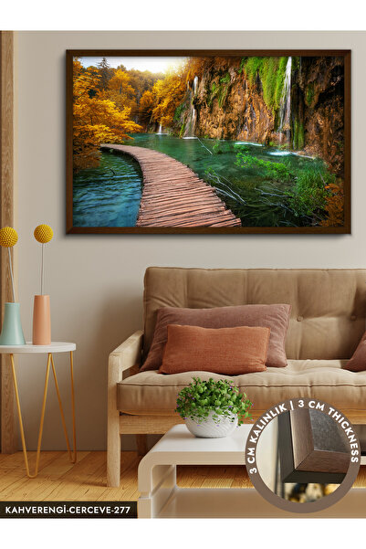 Evinemoda Şelale Tek Parça Çerçeveli Kanvas Tablo