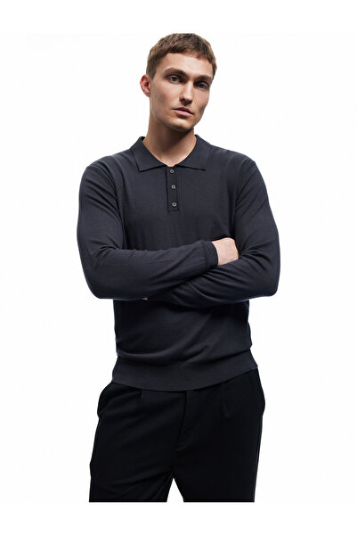 Koton Long Sleeve Buttoned Polo Neck Knitwear Sweater