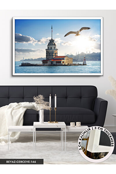 Evinemoda Kız Kulesi Tek Parça Çerçeveli Kanvas Tablo