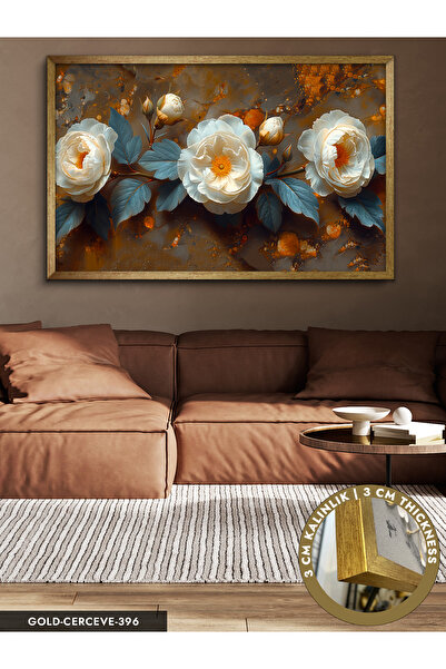 Evinemoda Çiçekler Tek Parça Çerçeveli Kanvas Tablo