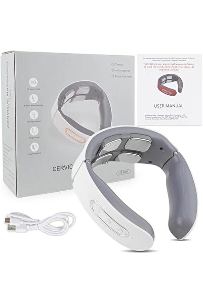 COOYA Universal Cordless Portable Electric Smart 4D EMS Heated Neck Massager, White