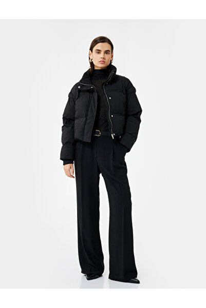 Koton Mock Neck Long Sleeve Water Repellent Crop Puffer Coat