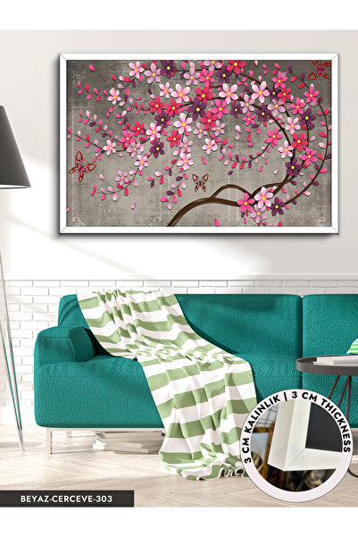 Evinemoda Çiçekler Tek Parça Çerçeveli Kanvas Tablo