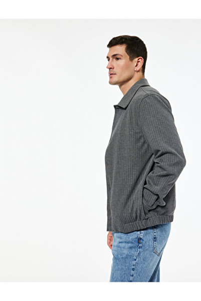 Koton Viscose Blend Long Sleeve Pocketed Classic Collar Shirt Jacket