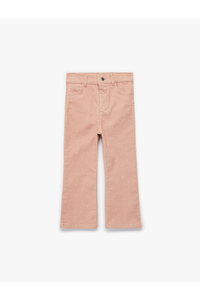 Koton Polka Dot Detailed Pocketed Cotton Flared Pants