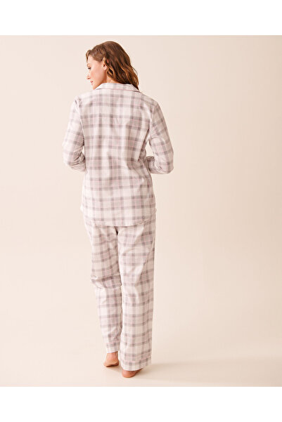 La Vie en Rose Grey Plaid Flannel PJ Set