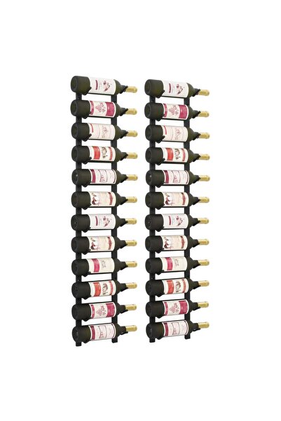 vidaxl Wall Mounted Wine Racks for 12 Bottles 2 pcs Black Iron