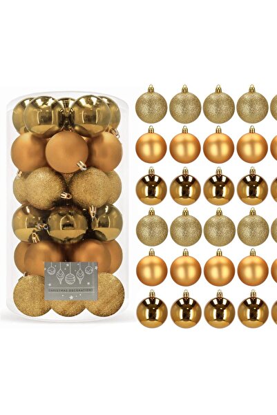OEM Christmas bauble set, 30 pieces, 3 models, 6cm, gold