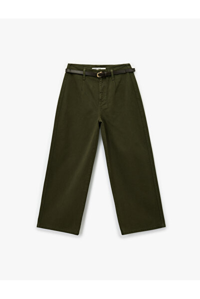 Koton Cotton Pocket Detailed Buttoned Short Wide Leg Pants