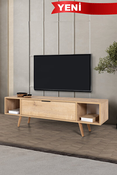 Evmo Home 3627 Mesir 160 Cm ( AHŞAP AYAKLI , METAL KULPLU ) TV Ünitesi , Safi...