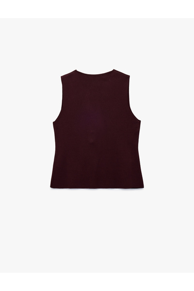 Koton V-Neck Knitwear Vest with Metal Accessory Detail