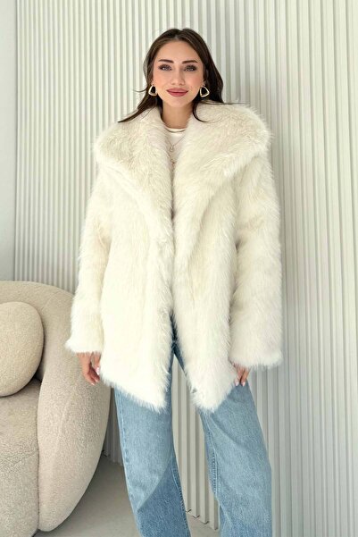 Melike Tatar Αντίκα παλτό με συνθετική γούνα 32-6204-1